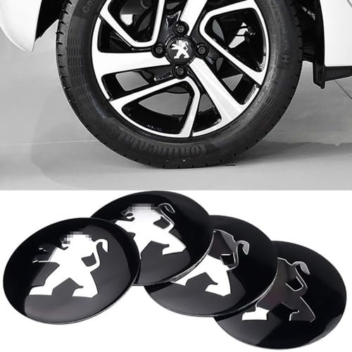 4 Stück Auto Radkappen für Peugeot 107 108 206 207 308 307 56 mm,Auto Radkappen Radkappen Felgenkappe Radnabenabdeckung Radkappen Auto Radkappen