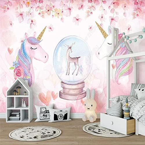 Aquarell Einhorn Blume Rosa Kinderzimmer Hintergrund Wandbild Kinderzimmer Dekorative Tapete Wohnkultur Tapete Tapeten Wohnkultur Fototapete 3D Effekt Wohnzimmer Schlafzimmer Kinderzimmer-200cm×140cm
