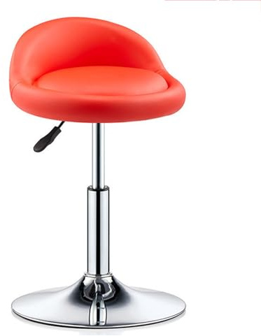 Robuster Barhocker, drehbar, Leder, verstellbarer Barstuhl mit Rückenlehne für Labor, Büro, Küche und Geschäft, Zeichnungssalon, Tattoo, Arbeit, Büro, Schönheitssalon (rot)