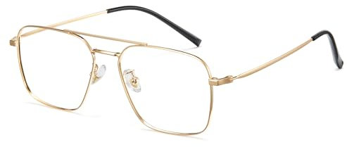 Cyxus Nerd-Brille Ohne Stärke Herren Damen Modische Brillenfassung 8141 (Golden)