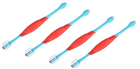 MILISTEN Kunststoff Tpe Haustier Zahnbürste Doppel-hund Katze Bürste Haustier 4 Pcs