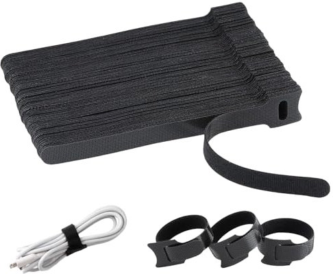 : GaoBangM 100 Pcs Reusable Cable Ties, Cable Ties, Fastening Straps, Adjusting Straps, for Electrical and Electronic Products,Cable Straps,Home Office Cable Organizer (Black)