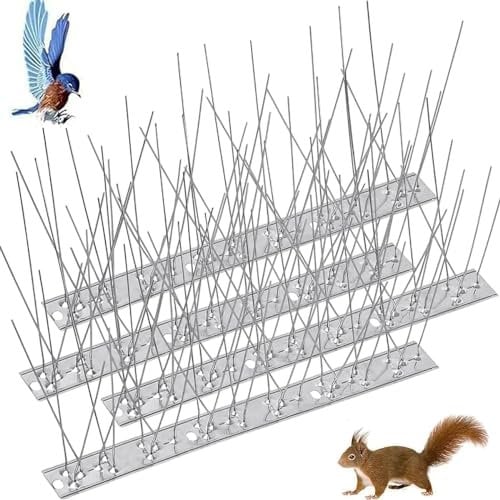 LELYFIT Pigeon Spikes, Bird Spikes with Stainless Steel Base, 8 Pack Bird Deterrent Spikes Set(2M), Bird Control Anti Pigeon Spikes, Bird Deterrent Set for Crows, Seagulls and Small Birds
