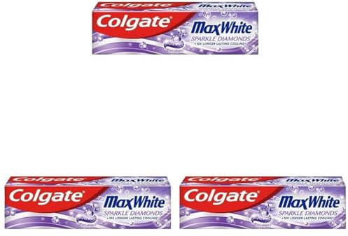 Colgate Max White Sparkle Diamonds Toothpaste 75ml | Teeth whitening Toothpaste | Shines Enamel for Whiter Teeth | Longer Lasting Freshness Than Regular Fluoride Toothpaste | Fights Cavities