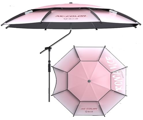 ZYXQQJ 6.5ft/7.2ft/7.8ft Fishing Umbrella with Top Tilt Fishing-Set Parasol with Sand Anchor/Carry Bag 360° Rotation Beach Umbrella (Color : Pink, Size : 2.2m/7.2ft)