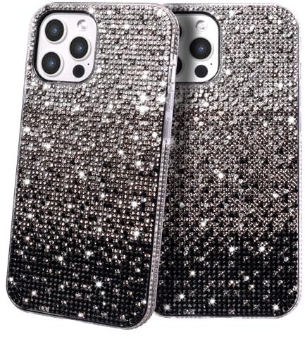 YOUULAR Bling Case for iPhone Xs Max, Luxury Glitter Sparkly Diamond Cute Three Color Gradient Cover for Women & Girls Soft TPU Protective Shockproof Phone Case, Gradient Black