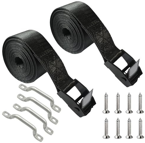 MDDEYEMEFO Battery Hold Down Straps for Boats, Battery Tie Down Strap Kit with Cam Buckle, Stainless Steel Bracket and SS Screws, Used for Cooler,Battery Box,Luggage Belt,Car and More, CBBD-09B