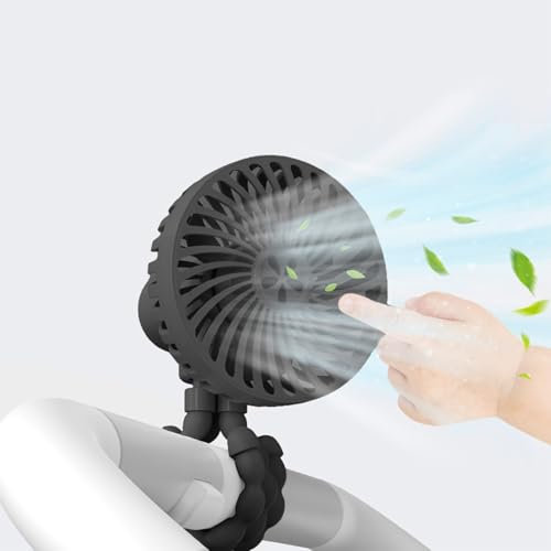 KQLHLHDYZ Ventilateur portable pour poussette - En forme de pieuvre - Rechargeable - Avec trépied flexible - Pour lit d'étudiant, bureau, vélo, berceau, tapis de course, camping, voyage, 3 vitesses