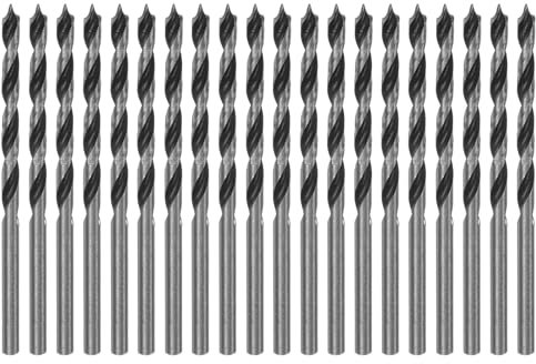 sourcing map 20 brocas de punta de 3 mm de diámetro, vástago redondo recto, punta de clavo métrico, profundidad de perforación de 3,8 cm, brocas helicoidales para carpintería, carpintería, plástico