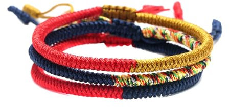 APMGONT Bracciale In Corda Intrecciata, Bracciali In Corda Con Nodi Regolabili, Bracciali Dell'Amicizia In Tessuto Intrecciato, Bracciali In Corda Regolabili, Bracciale Tibetano Con Portafortuna (C)