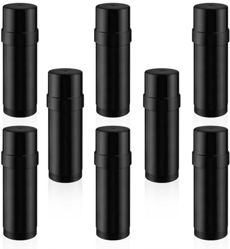 8 recipientes de desodorante de plástico de 60 ml, botellas de desodorante vacías para bricolaje, barra de loción cosmética, protector solar, bálsamo labial, color negro