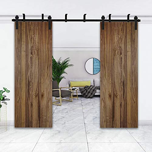Kit de montaje en techo para puerta corredera de 4,14 m, soporte en forma de L, juego de rieles colgantes para puerta de granero de doble puerta