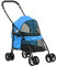 PawHut Hundebuggy Hundewagen mit Kissen Meshfenster, Klappbar Katzenwagen bis 10 kg mit 2 Sicherheitsleinen, Hundetrolley, Oxford-Gewebe, Blau