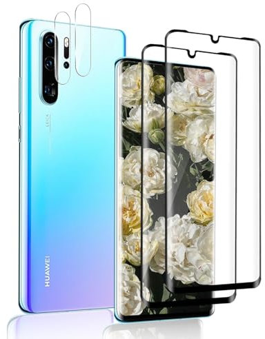 Cable Leader 2+2 Stück Schutzfolie für Panzerglas für Huawei P30 Pro, Kamera Schutzfolie, 3D Volle Bedeckung, 9H Härte Schutzglas, Bruchsicher, Hohe Klarheit Huawei P30 Pro Displayschutzfolie