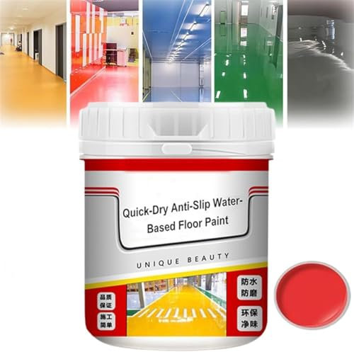 Pvzxr Peinture de sol Sflopaints à base d'eau, séchage rapide, antidérapante à base d'eau, peinture époxy imperméable pour sol de garage, pour surfaces intérieures et extérieures (rouge vif)