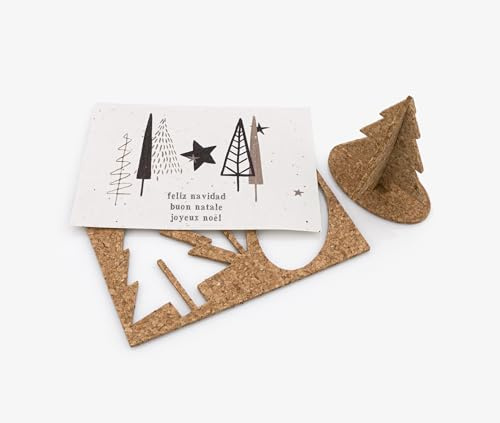 Life in a bag Weihnachtspostkarten - 3D Weihnachtskarte aus Kork und Papier mit Samen - Weihnachtskarten mit Kraftumschlägen - Öko Karte mit Frohe Weihnachten (Baum)