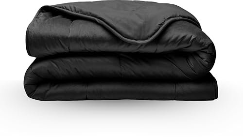Zelesta Velvetbed Couette sans Housse - Couette en Velours - Couette Lavable sans Housse - Linge de lit Couette Hiver et Couette été Chaude - Hypoallergénique (Black, 240x200 Cm)
