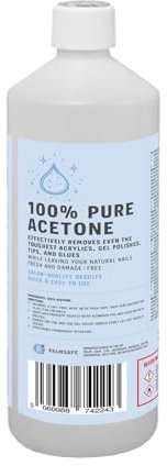 Palmsafe 1 Litre 100% Pure Acetone Super Strength Nail Polish Remover Removes Toughest Gel, Acrylics, Tips, and Glues Trusted by UK Beauty Salons Clear,Packaging may vary