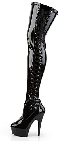 Stivali Moda da Donna Cinghie Laterali 15CM Stivali al Ginocchio Club Nightclub Fondo Spesso Tacchi Alti UltraSottili