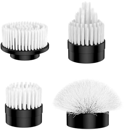 Brosse de nettoyage avec 4 têtes interchangeables, brosse de douche sans fil avec 4 têtes interchangeables, brosse électrique pour nettoyer les carreaux, les sols de salle de bain