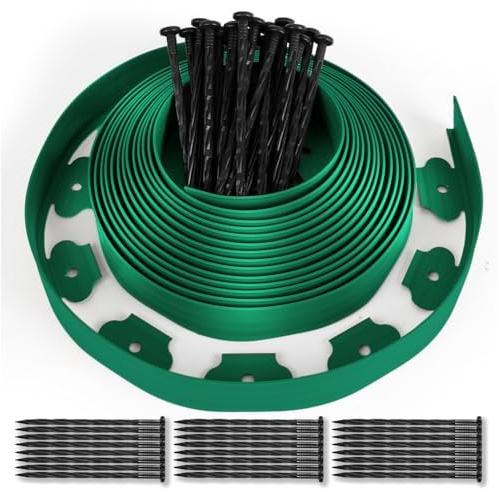 Beeteinfassung 10m flexibel 5cm hoch mit 50 Nägeln, Grün