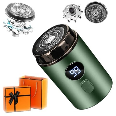 Easy Trim Pro 2.0, 2025 Neu IPX7 Easy Trim Rasierer, Schnittfester Mini-Elektrorasierer für Männer, rasierer herren elektrisch nass und trocken, Typ C, mit LED-Anzeige (Grün+1 Ersatzklingen)