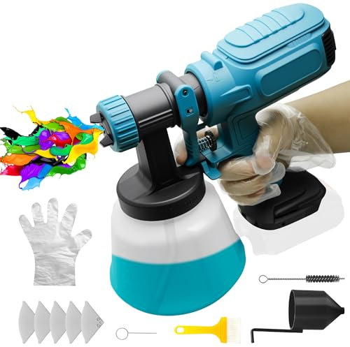 600W Cordless Paint Sprayer for Makita LXT 18V Battery(Without Battery), 1200ML 4-Nozzle HVLP Fence Paint Sprayer, Electric Spray Paint Gun for Painting House, Walls, Decks, Furniture, DIY