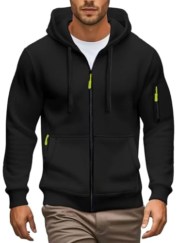 Felpa Leggera Uomo con Zip Felpa con Cappuccio Casual Tinta Unita Taglie Forti Zip-up Hoodie Sportiva Jogging Felpe con Cerniera Mezze Stagioni Giacca Elegante Autunnale Invernale Cardigan Giubbotto