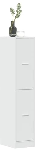 Zeehear Apothekerschrank Hochglanz-Weiß 30x41x144,5 cm, Holzwerkstoff, 4 Schubladen, modernes Design, vielseitiger Stauraum für Küche, Büro, Wohnzimmer