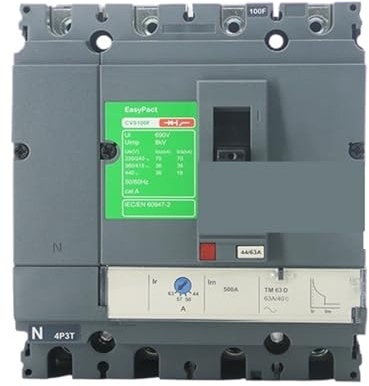 Interruttore automatico scatolato CVS100F 63A magnetotermico TM63D quadripolare aperto