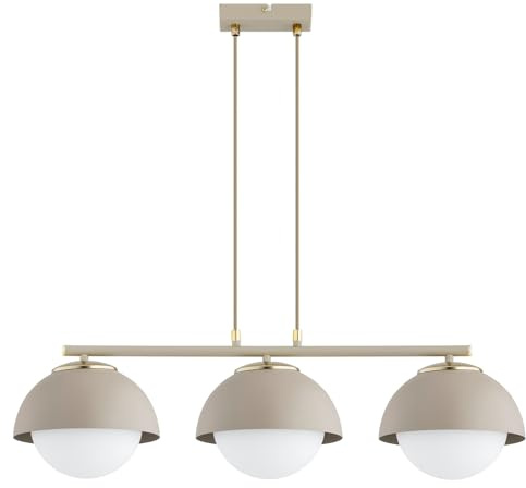 KAR LIGHTING Pendellampe 3-flammig Beige – Cosmo Ecru Kaschmir Hängeleuchte aus Metall & Glas – E27 Lampen für Esszimmer oder Wohnzimmer – LED geeignet