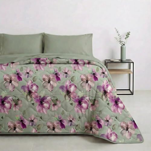 Mahome Trapuntino Matrimoniale Primaverile Estivo in 100% Puro Cotone 260x260 cm Leggero Double Face - Copriletto Trapuntato morbido Traspirante Anallergico - Made in Italy – Linfa Rosa