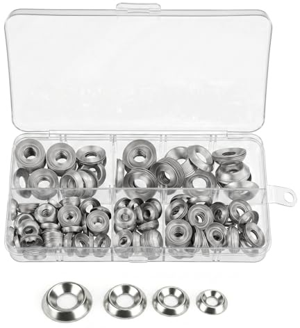300 Pcs Stainless Steel Washers for Screws, Metal Washers Assorted | Stainless Steel Cup Washerss, Countersunk Head Washer, Finishing Washer for Bolts Screws Rosette Washerset, 4mm 5mm 6mm 7mm