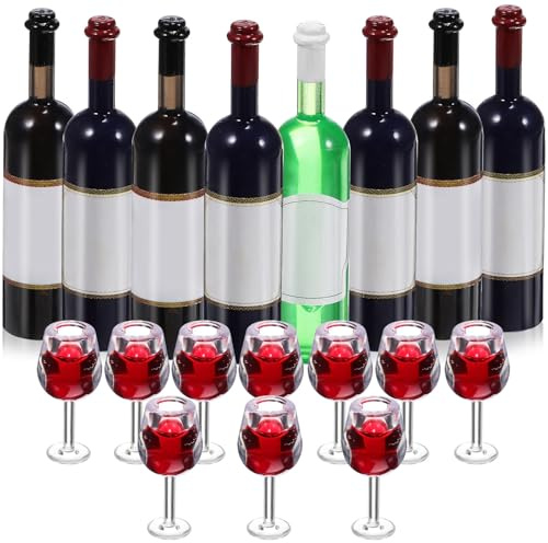 Toyvian Lot de 36 mini bouteilles de vin - Échelle 1/12 - Bouteille de vin rouge miniature - Décoration de maison de poupée - Décoration de gâteau - Accessoires de cuisine pour maison de poupée