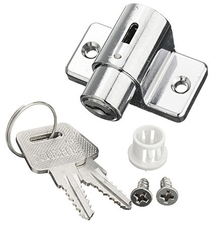 Aluminum Sliding Patio Door Window Bolt Locking Catch Push Security Lock + 2 Keys