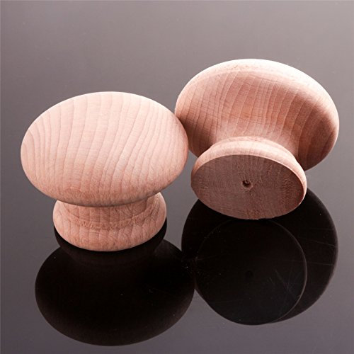 2X Large 50mm Drilled Natural Plain Knobs - Wooden Cupboard/Door/Drawer Handles