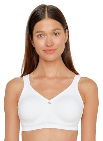 Susa BH Damen ohne Bügel mit Soft-Touch-Unterbrustband - Capri 8107 - Gemoldete Cups mit Stützblenden & verstellbaren Träger - Glattes, leichtes Material - Bequemer T Shirt BH, Weiß 70D