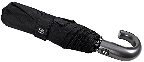 Automatik Schirm Herren - Sturmsicher und Windfest Regenschirm - Leicht und Kompakt Taschenschirm mit Teflon Beschichtung - Auf Zu - Durchmesser 118 cm - Perletti Technology - Schwarz