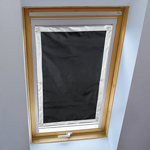 LIVEINU Dachfensterrollo für Dachfenster Verdunkelungsrollo Sonnenschutzrollo UV Schutz Thermo Rollo mit Saugnäpfe Ohne Bohren 100% Blickdicht Schwarz 116 x 115 cm