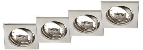 meineWunschleuchte 4er Set Deckeneinbaustrahler eckig in Silber matt, 8cm x 8cm