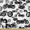 ABAKUHAUS Motorrad Stoff als Meterware, Retro Chopper Design, Seidiger Satin Stoff Zum benähen von Heimtextilien, 2M (148x200cm), Schwarz und Weiß