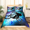 Loussiesd Kinder Teenager Bettwäsche Set Fahrrad Dirt Bike Muster Bettbezug Set Extremsportdesign Betten Set für Kinder Mädchen Jungen Dekorative Modern Cool 2-teilige Bettwäsche 155x220cm