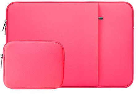 RAINYEAR Housse d'ordinateur Portable 15 Pouces avec Pochette pour Accessoires, Compatible avec MacBook Air M2 M3 M4 A2941 A3114 A3241 de 15,4 Pouces, Notebook Chromebook 15 Pouces(Rose Vif)
