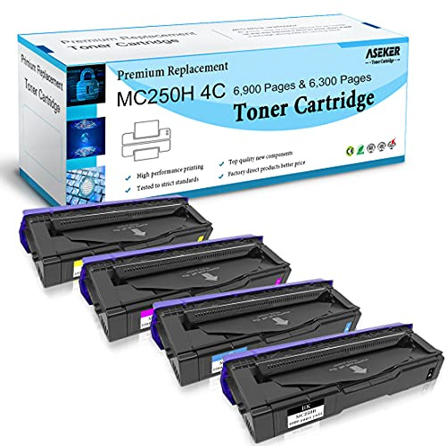 ASEKER M C250H Tonerkartusche Kompatibler für Ricoh M C250FWB P C301W | Hohe Kapazität 6,900 & 6,300 Seiten, 4-Farben-Multipack：408336 408337 408338 408339 (BK/C/M/Y)