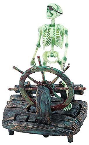 ANCLLO Aquarium Hippocampus Pirate Captain Skeleton Decoration Fish Tank Landscape Aquarium Ornament