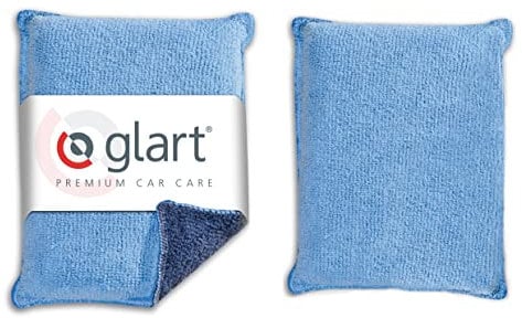 Glart 2er Set Auto Mikrofaser Scheiben Schwamm Autopflege, blau/grau, aus Mikrofasertuch Material, Trockentuch gegen Beschlagene Windschutzscheibe
