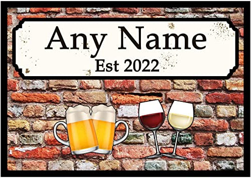 Personalised Bar Sign Man Cave Garden Bar Beer Wine Gin Metal Sign (Size Large A4 (200x280mm))
