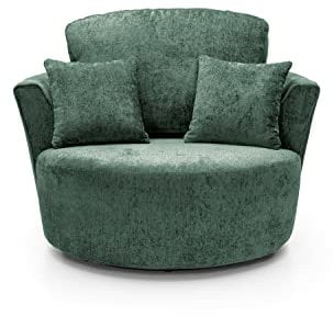 Abakus Direct Harriet Swivel Chair - Rifle Green Crushed Chenille - Living Room Couch Unit - 2 Seater, 3 Seater, U-Shaped Sofa & Footstool Options