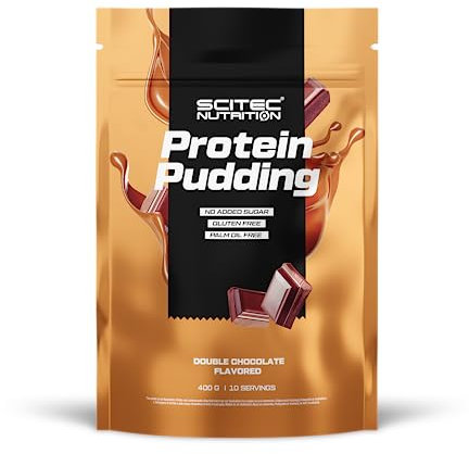 Pudding protéiné de Scitec Nutrition - Délicieux dessert hyperprotéiné - Sans gluten - Sans huile de palme - En-cas parfait ou plaisir d'après-repas, 400 g, Double Chocolate