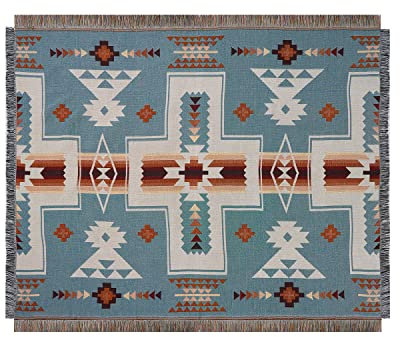 Peel Forest Ethno Boho Blau Navajo Aztec Decke tagesdecke Teppiche Couch uberwurf Picknick Strand Wohnwagen (50X60)...